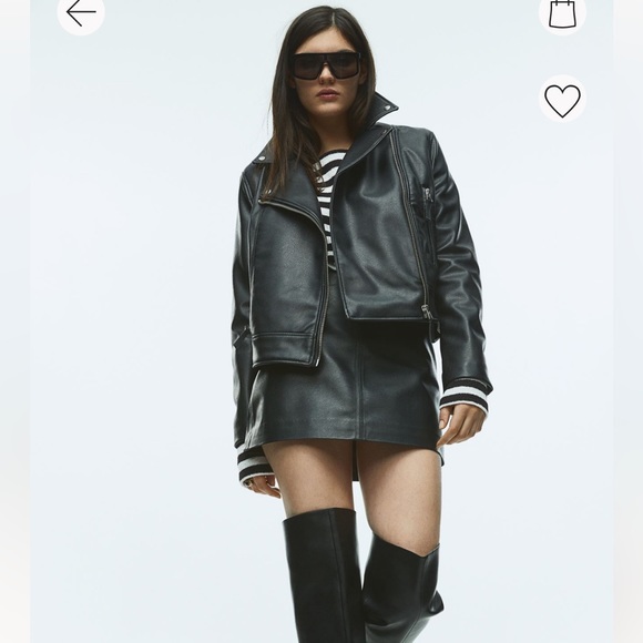 H&M Black Faux Leather Mini Skirt with Zipper - Picture 4 of 6